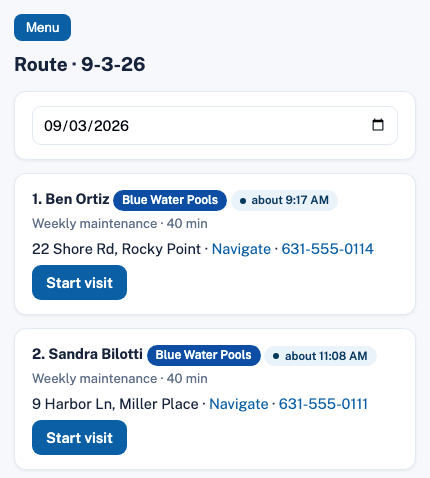 The crew's route on a phone