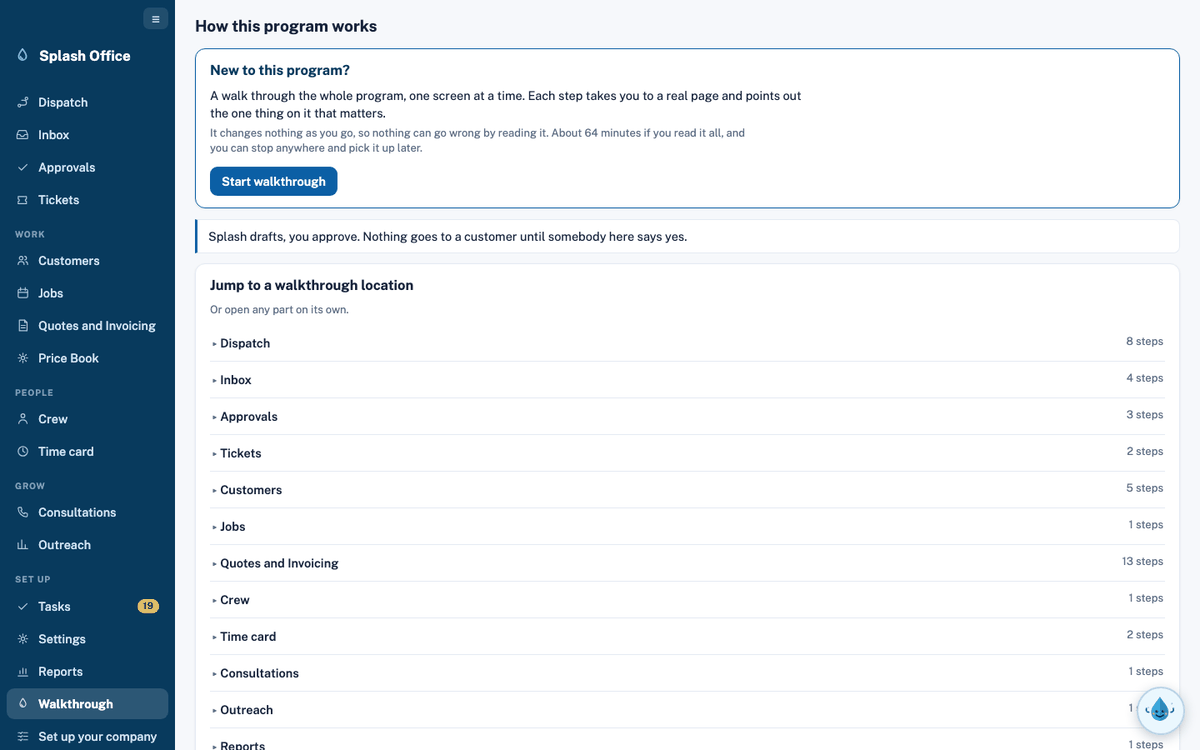 The built-in walkthrough